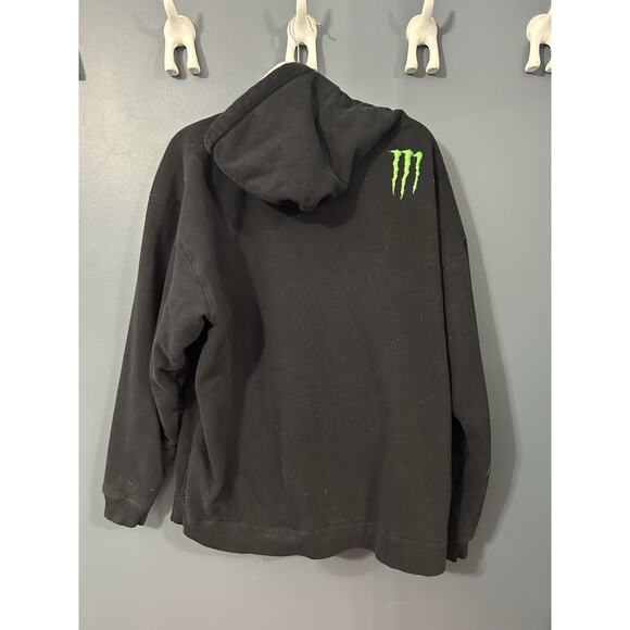 Rare Monster Energy Sherpa Lined Full Zip Black & Green Hoodie Sweatshirt Sz XL - Picture 2 of 7